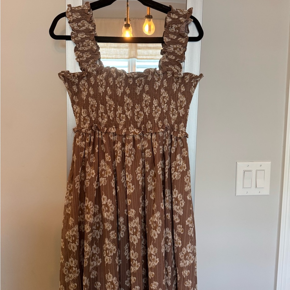 Altar'd State Brown Floral Midi Dress